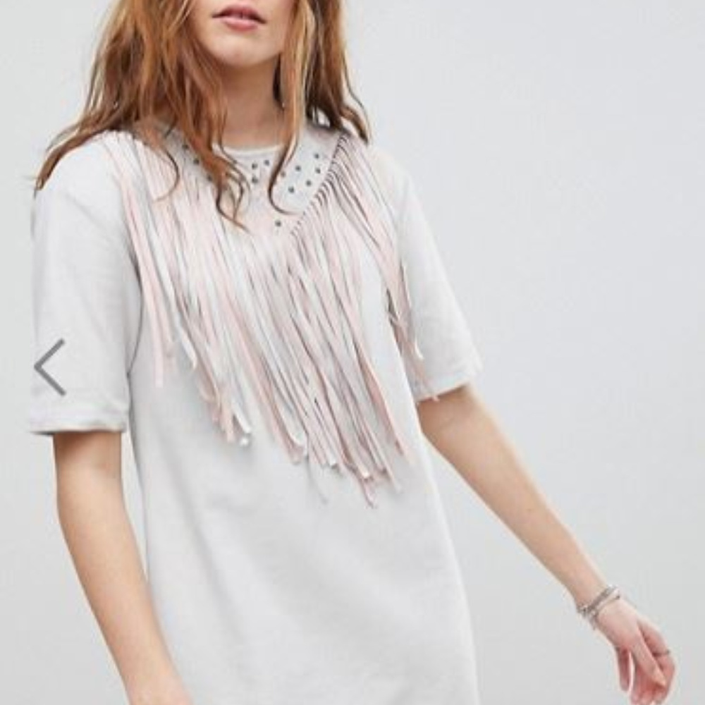 NWT T-Shirt Dress With Fringing